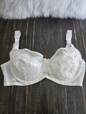 Full Cup Underwired Lace Bra Women's Size 42 White Supportive Lingerie